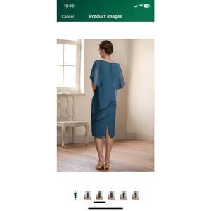 NWT Tiered Chiffon Women's Dress Tea-Length Shawl Wedding Guest Gown